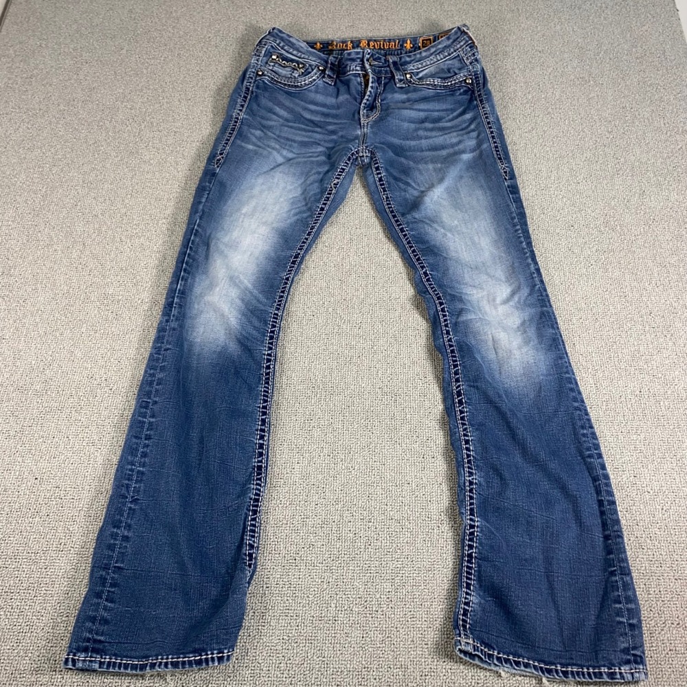 Rock Revival Victoria Easy Boot Jeans Womens 28 Blue Denim Bootcut Faded Y2K